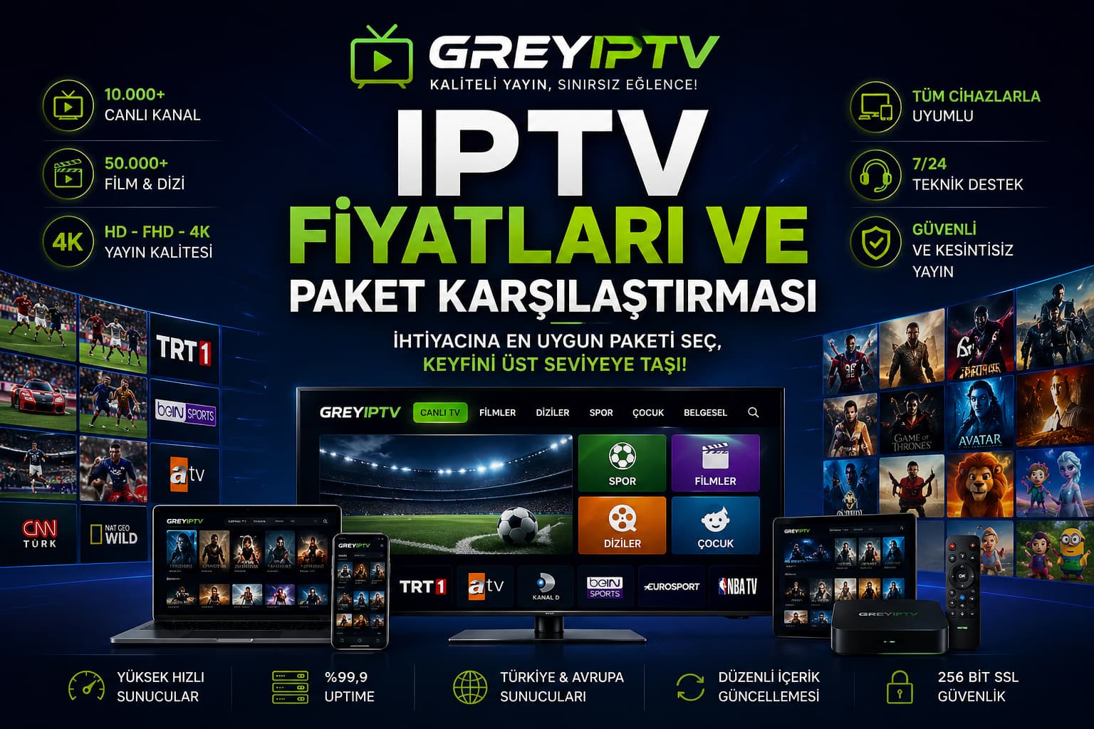 IPTV fiyatları ve paket karşılaştırması 2026 Grey IPTV