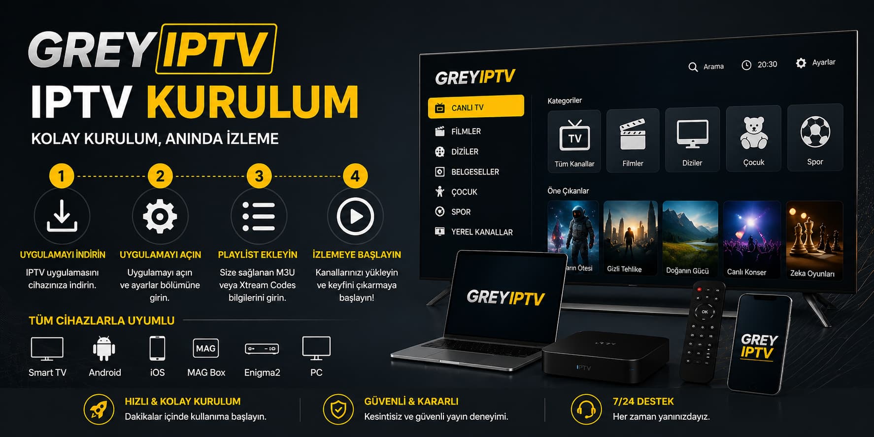 IPTV kurulum rehberi Smart TV Android TV iOS Windows IPTV kurulumu