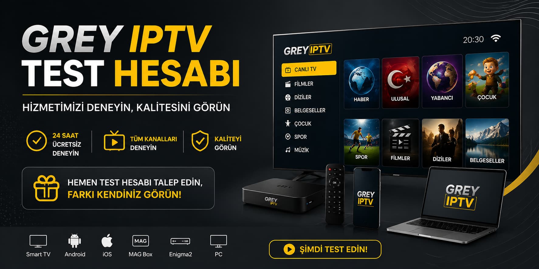 Grey IPTV ücretsiz IPTV test hesabı oluşturma