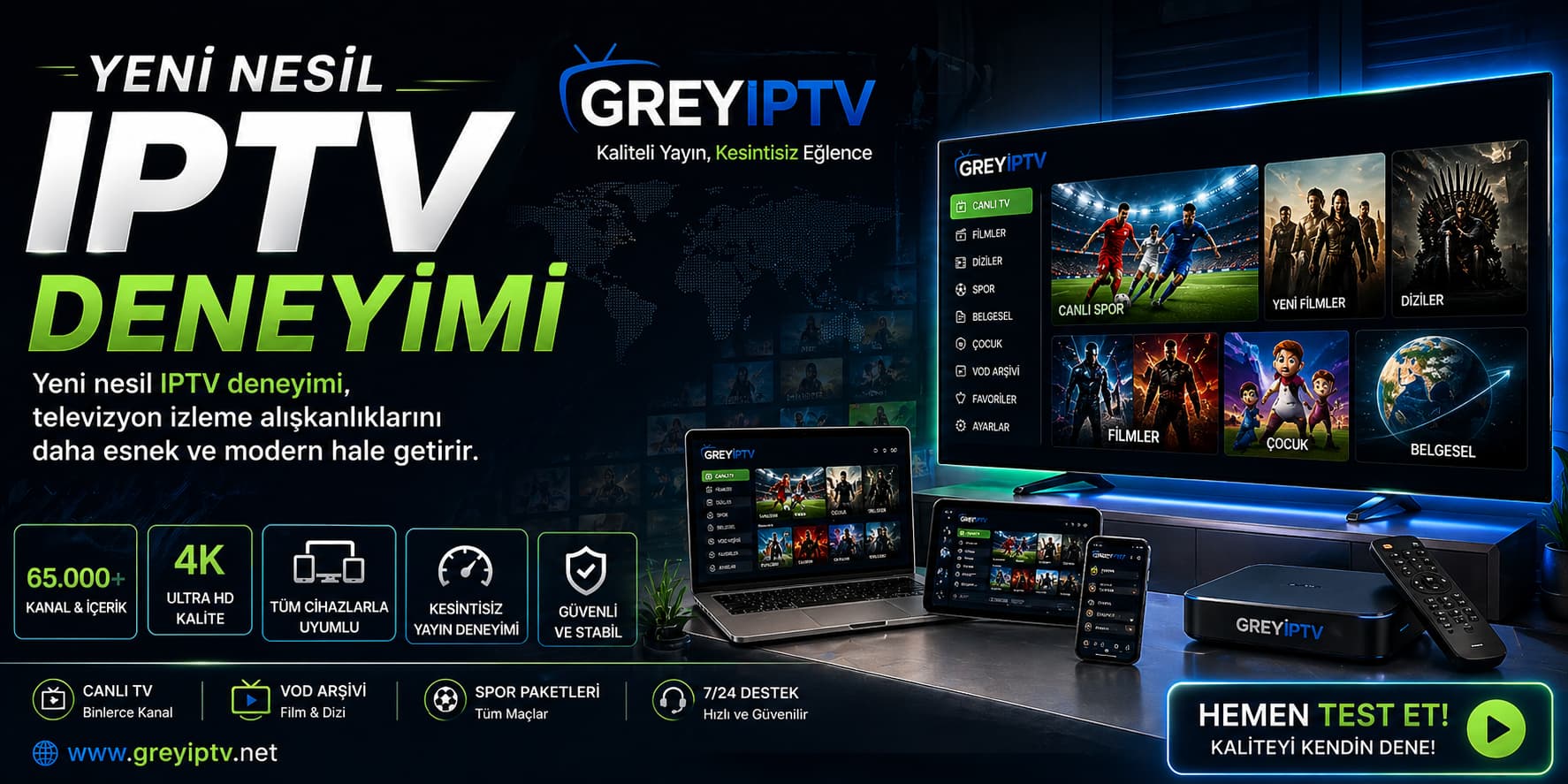Yeni nesil IPTV deneyimi Grey IPTV 2026